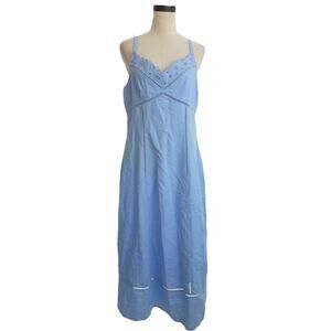 NWT Madewell Sweetheart Midi Dress in Linen-Cotton Blend Powder Blue 12
